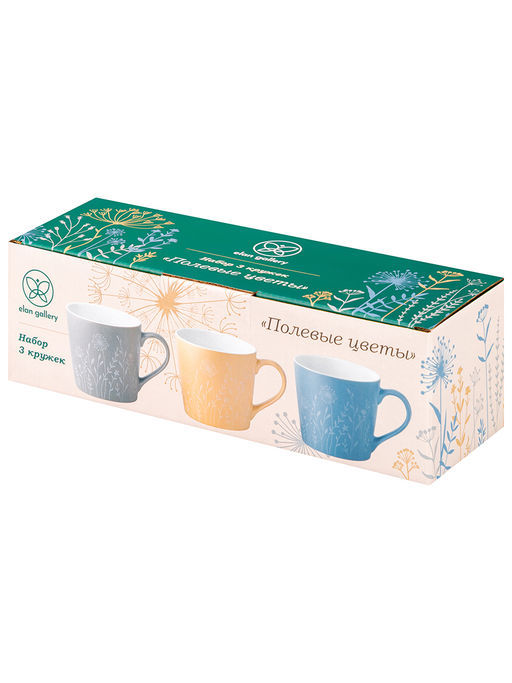 Набор кружек 3 пр. 400 мл 13*9,5*9 см Полевые цветы, разноцветные, фарфор - Elan gallery фото 5