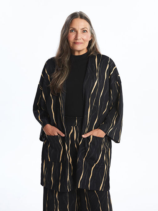 ?al Yaka Desenli Kad?n Kimono