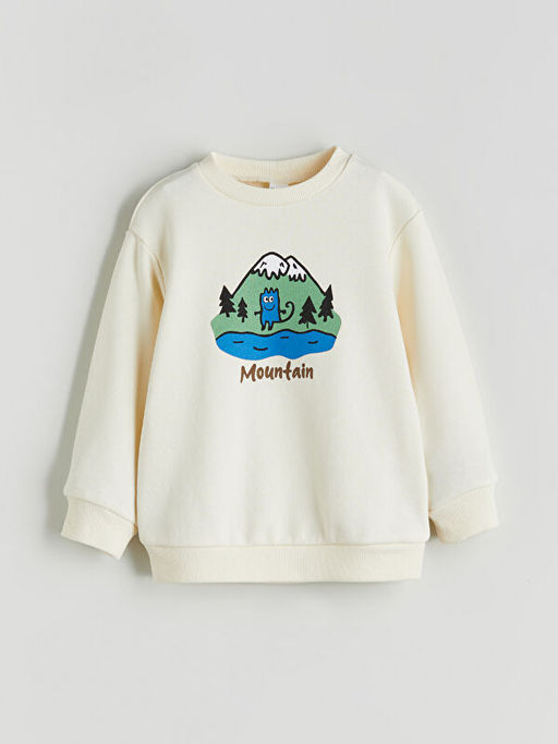 Bask?l? Erkek ?ocuk Sweatshirt ve E?ofman Alt 2li