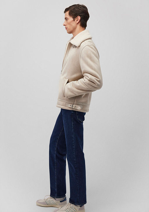 Beyaz Suni Deri Ceket - Mavi фото 4