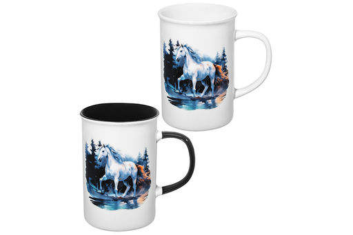 Набор 2 кружек 360 мл 11,5*7,5*11,5 см Лошадь в осеннем лесу, фарфор - Elan gallery фото 10