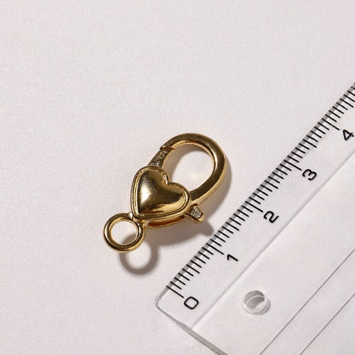 Замок карабин Сердечко, гладкое, 3 шт. 14?26 мм, цвет золото
