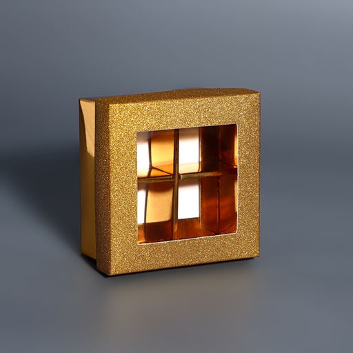 Цена за 5 шт. Коробка для 4 конфеты золото глиттер, 8.5×8.5×4 см