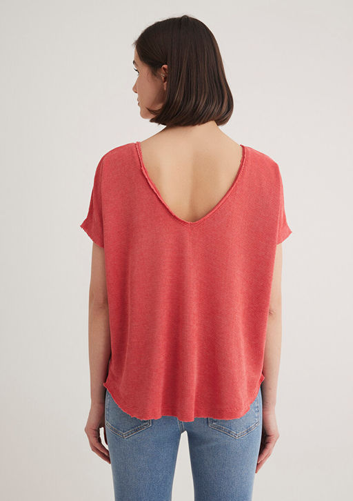 Dokulu Pembe Tisort - Mavi фото 4