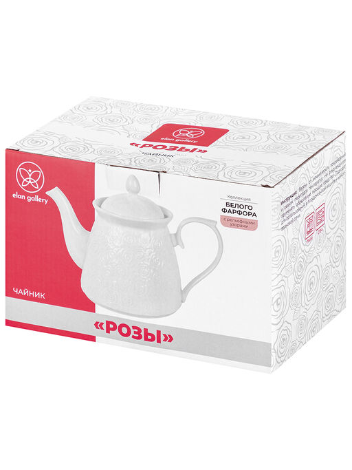 Чайник 900 мл 23*13*16,5 см "Розы", фарфор