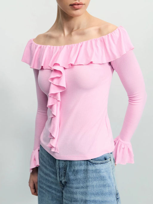 Приталенный лонгслив с рюшами / Zarina