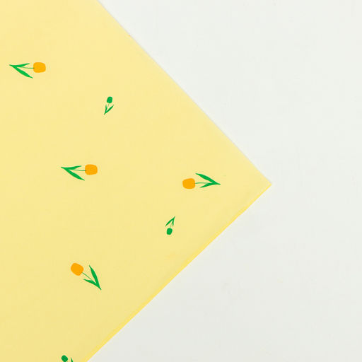 Цена за 10 шт. Бумага упаковочная тишью, Цветы, желтый, 50 см ? 70 см 17 грамм