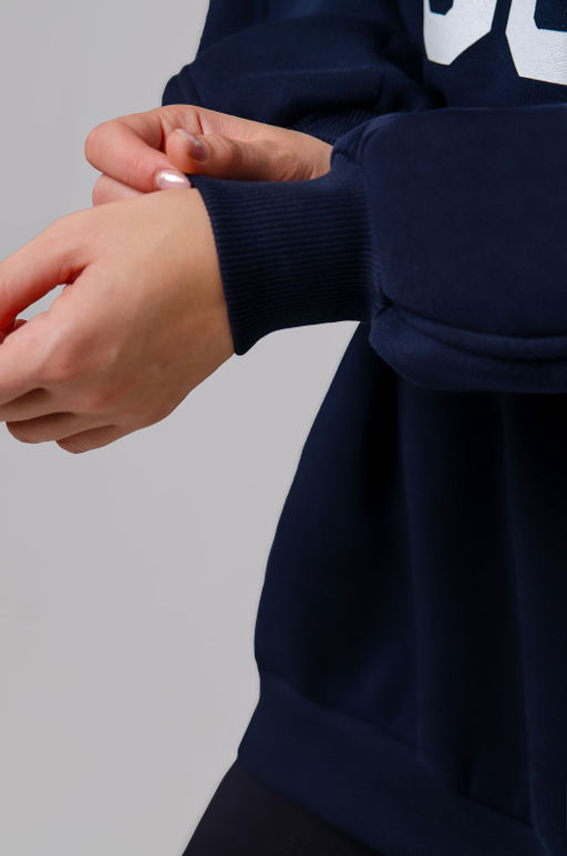 Арт. 1901 Свитшот женский с начесом удлиненный оверсайз 44-54 Цвет:темно-синий - Калинка фото 9