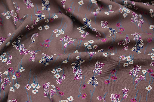 Штапель Премиум Цветочный ручеек цв.коричнево-лиловый, ш.1.44м, вискоза-100%, 120гр/м.кв - Купава фото 10