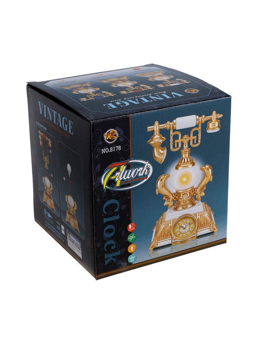 Часы-светильник "Ретро телефон", белый, с будильником, 28.5 х 18 х 18 см