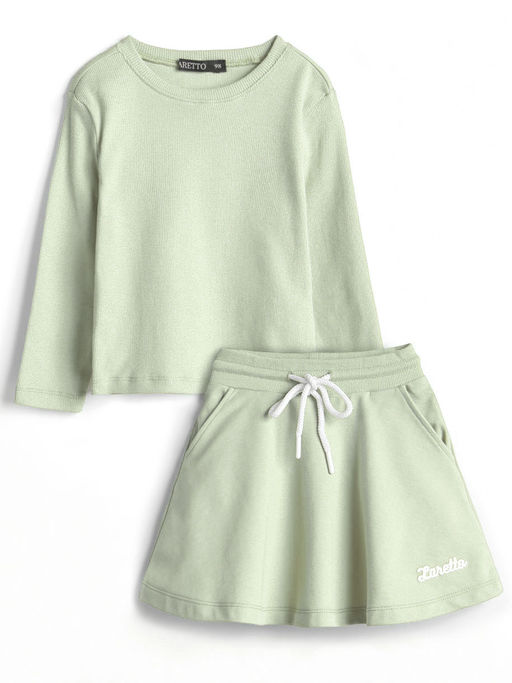 Фуфайка (футболка) с длинным рукавом+Юбка, Laurel Green 15-6313
