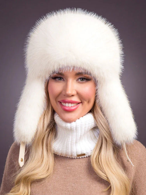 Шапка Ушанка экомех жемчуг