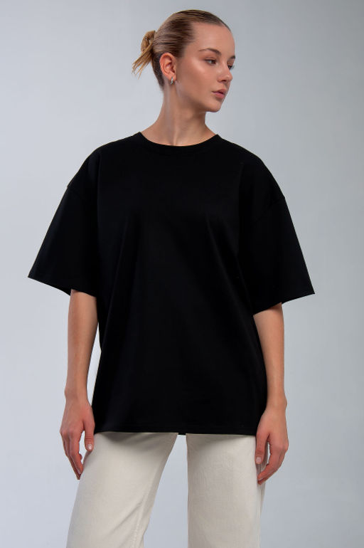 Арт. 31128 Футболка женская оверсайз 44-52 (5 шт) Цвет:черный - Калинка фото 4