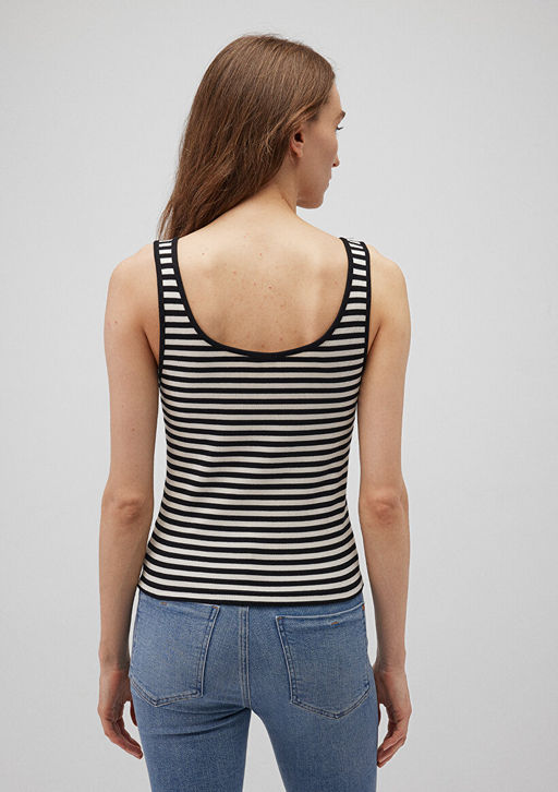 Siyah Cizgili Atlet - Mavi фото 4