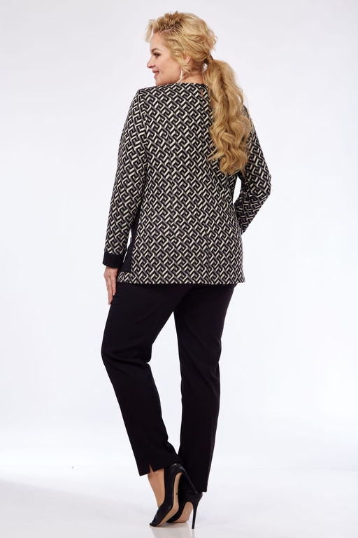Костюм Элль стиль 2043/2 серо-черный принт/черный  фото 4