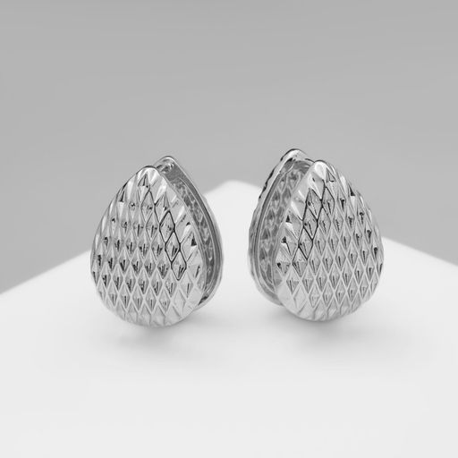 Серьги металл Аккорд орнамент, капля, цвет серебро