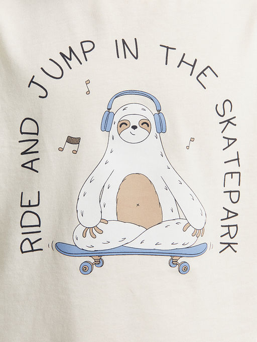 Комплект для мальчиков (футболка, брюки) бежевый с принтом скейты - Mark formelle фото 7