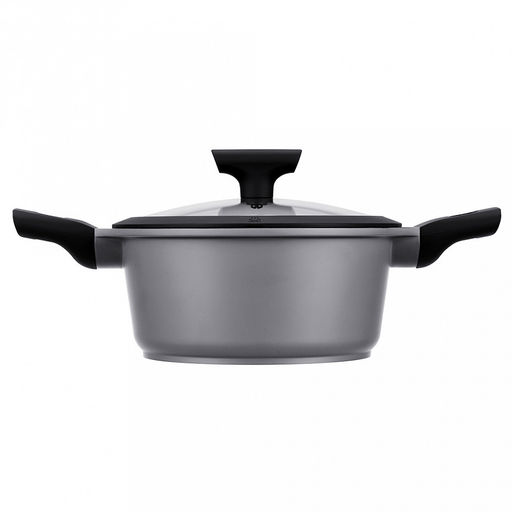 Кастрюля с антипригарным покрытием Moderno 4,2л, д24см, h17,5см, s1,8мм, дно s5мм, литой алюминий, стеклянная крышка с силиконовый ободом, бакелитовая ручка с покрытием soft-touch, Regent (Китай) Подходит для всех видов плит, включая индукционн - Домашняя мода фото 2