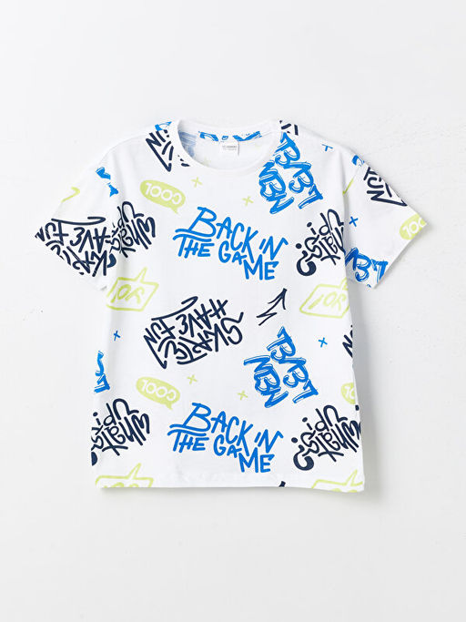 Bisiklet Yaka Bask?l? K?sa Kollu Erkek ?ocuk Pijama ?st