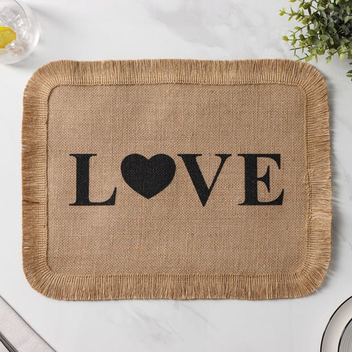 Салфетка сервировочная на стол Доляна «Любовь», 40×30 см, бежевая