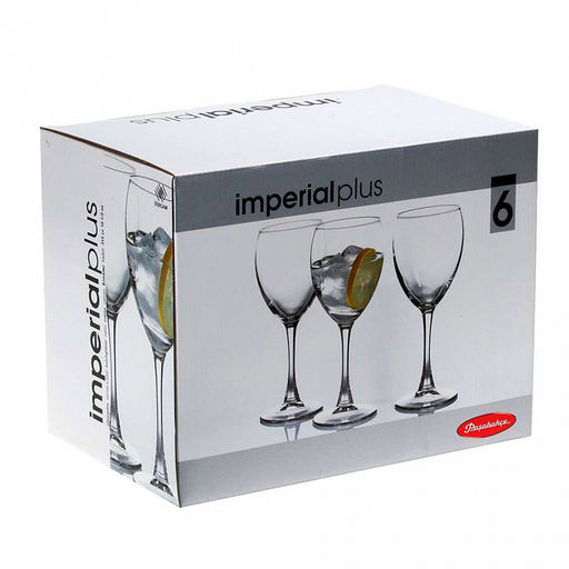 "Империал Плюс (Imperial Plus)" Бокал стеклянный 315мл, набор 6шт, цветная коробка, Pasabahce (Россия)