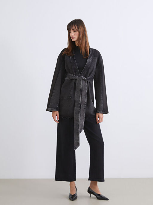 ?al Yaka Oversize Kad?n Jean Ceket