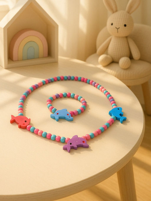 Набор детский «Выбражулька» 2 предмета: бусы, браслет, дельфины, МИКС