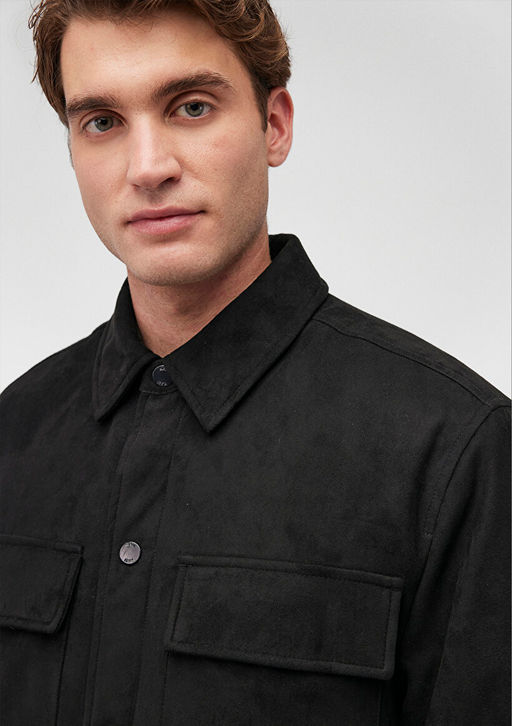 Siyah Suet Ceket - Mavi фото 5