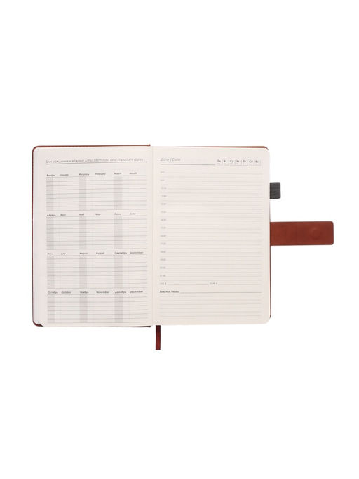 Ежедневник недатированный А5, с хлястиком, 128 листов, в линейку, пвх, коричневый - Simaland фото 8