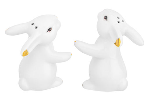 Набор д/специй 2 пр. 5,5*5,5*8 см "Кролики обнимашки" белый с золотом