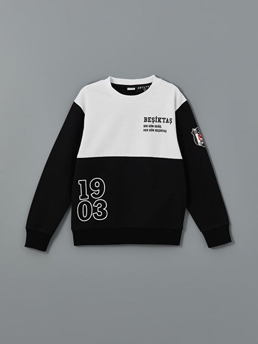 Bisiklet Yaka Be?ikta? Bask?l? Erkek ?ocuk Sweatshirt