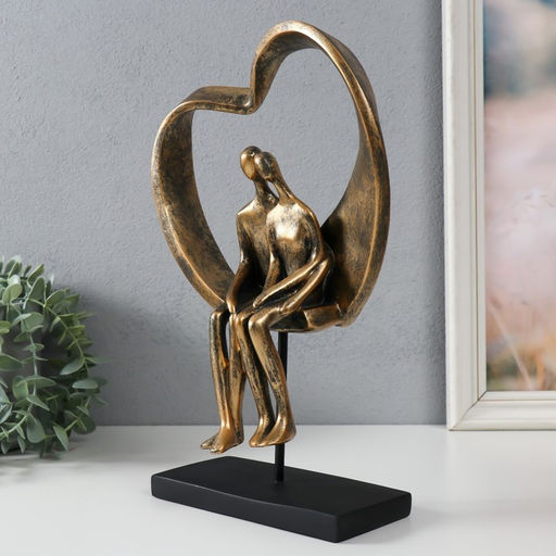 Фигурка полистоун Двое в сердечке, под металл, 19.4?10.4?31.5 см