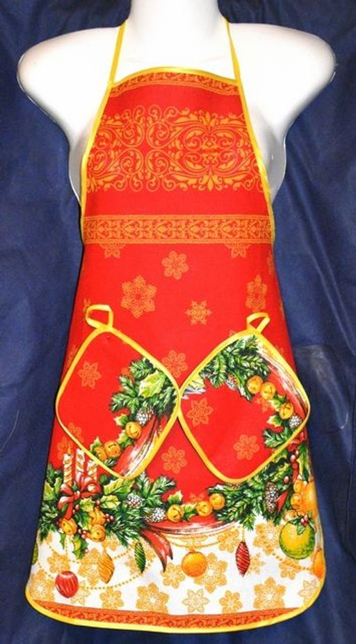 Кухонный набор "Снегири" 3 пр. рогожка хлопок 100%