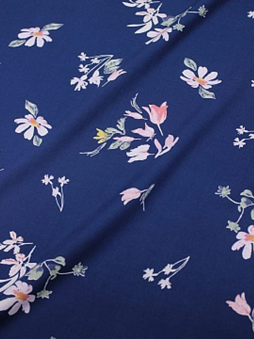 Штапель Премиум Цветочная пьеса на темно-синем, ВИД2, СОРТ2, ш.1.43м, вискоза-100%, 120гр/м.кв