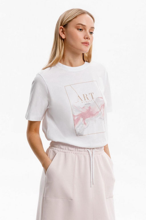 ЕВТ 3311/белый(розовые цветы) фуфайка жен