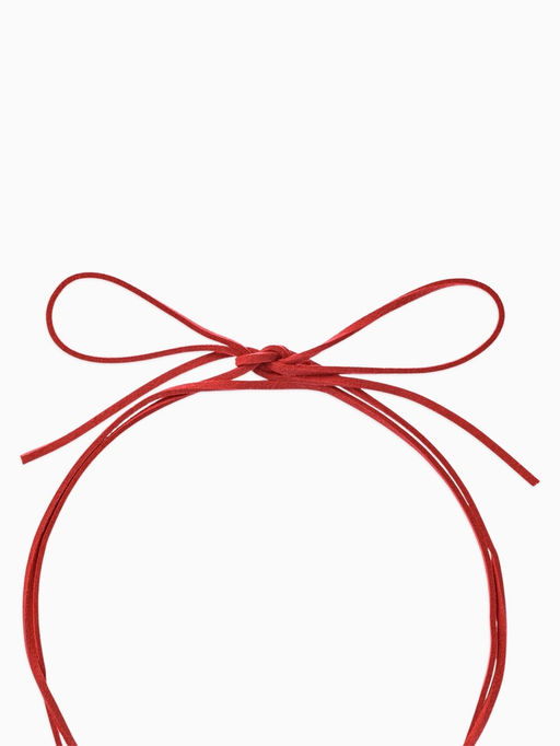 Чокер на нити с кулоном "Сердце" L=150см, цвет красный в золоте