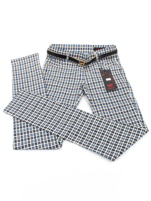 6717-1 BLUE/BEIGE Брюки женские (65% хлопок, 33% полиэстер,2% эластан)