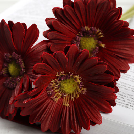 Цветок искусственный Гербера 43 см бордовый / 1501 /уп 56/560/ латэкс - ГалеонТрейд фото 6