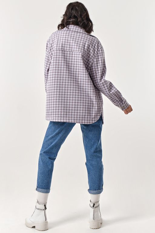 Пальто рубашка из пальтовой ткани сиреневая - Fly фото 3