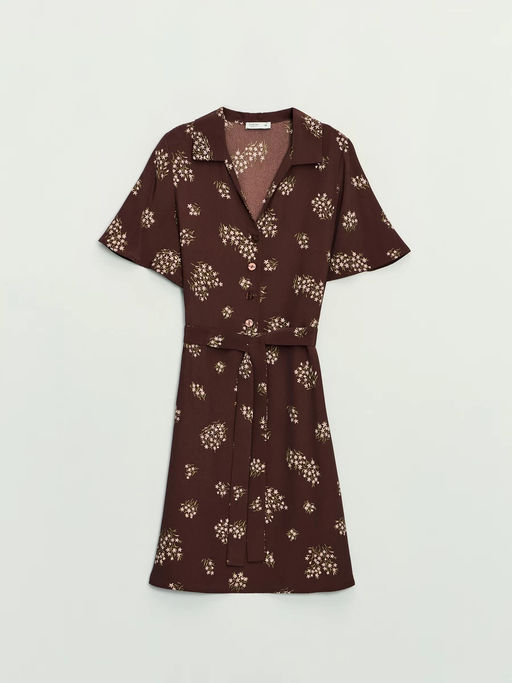 Платье с поясом и цветочным принтом / Zarina  фото 4