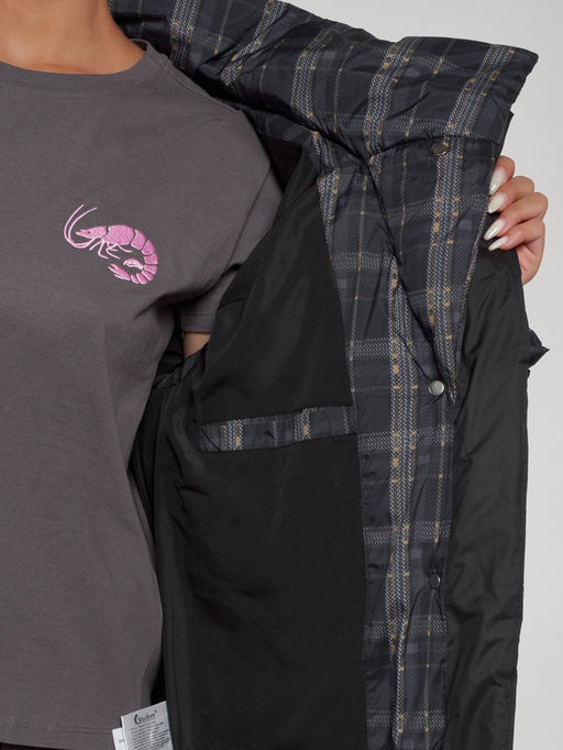 Зимняя женская куртка модная с капюшоном черного цвета 133105Ch