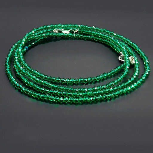 Бусы Шпинель Изумрудные d-3мм 43см с алмазной огранкой