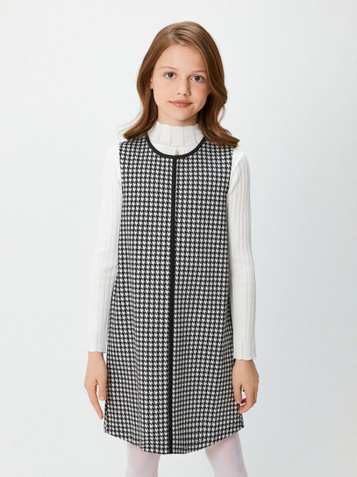 20240200111, Платье детское для девочек Pover черно-белый