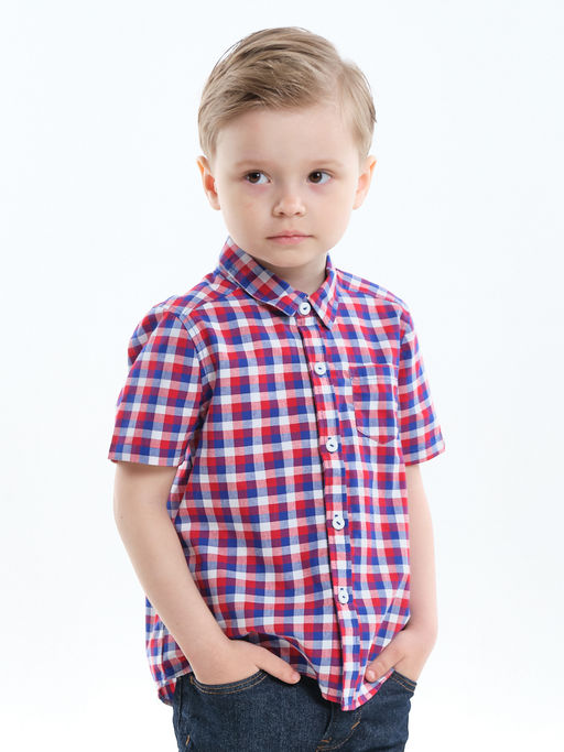 Рубашка для мальчика UD 7903 синяя клетка - Mini maxi фото 18