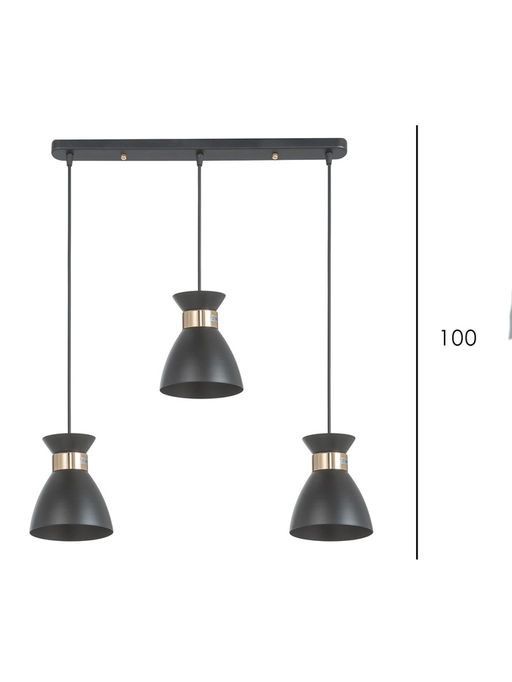 Светильник подвесной TR8469, 3хE27, 60 Вт, 55×13.5×100 см, чёрный
