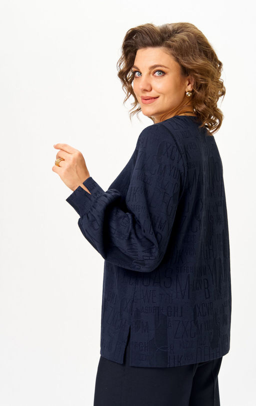 Блуза БелЭльСтиль 879 синий принт фото 2