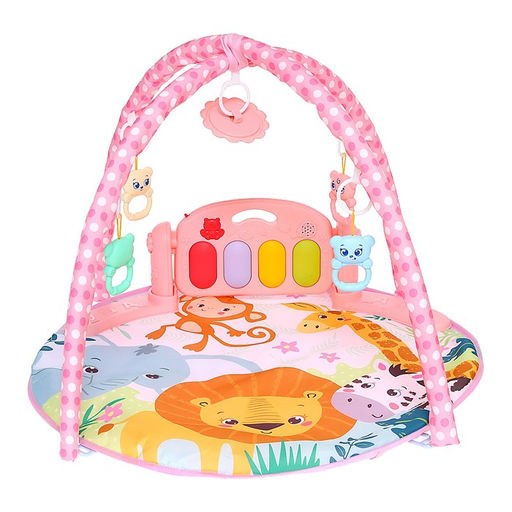 Музыкальный развивающий коврик с пианино, русская озвучка, свет, цвет розовый - Zabiaka фото 2