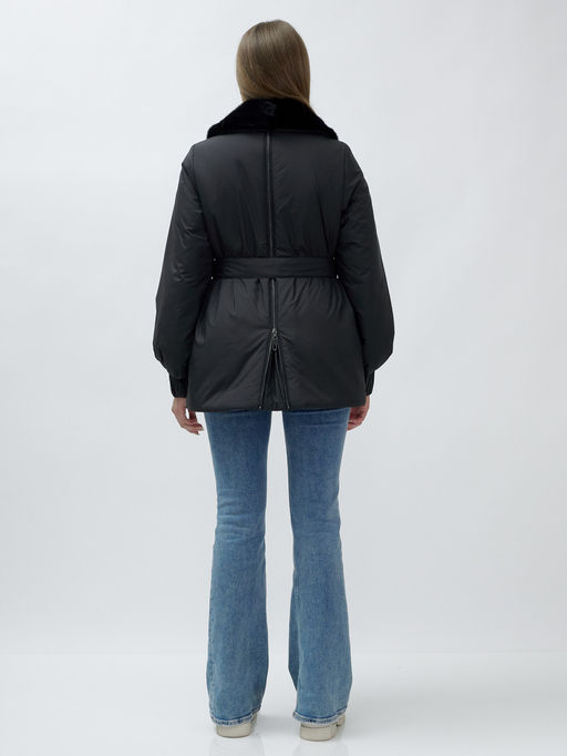 Полупальто зимнее женское с норкой люкс класса черного цвета 8632Ch - Mtforce фото 10