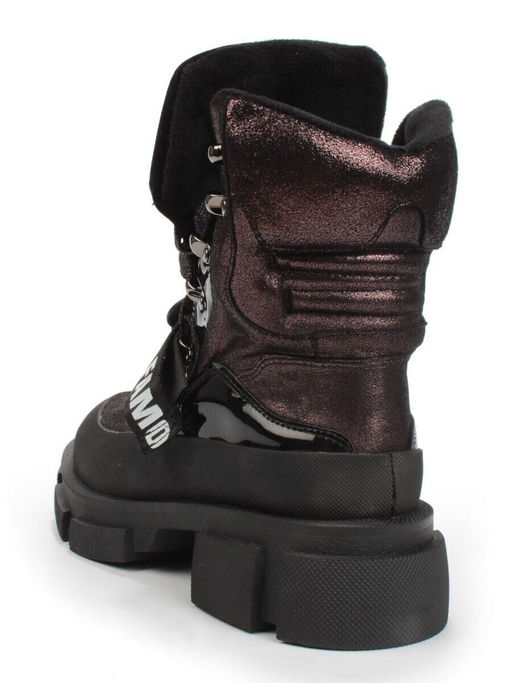 01-H016-362-Y197Q/Q28K GUN/BLACK Ботинки демисезонные женские (натуральная кожа, байка)