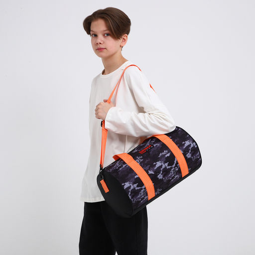 Сумка детская спортивная для мальчика «Камуфляж», 40×20×20 см, отдел на молнии, чёрная